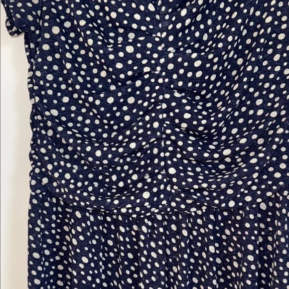 Anthropologie 9-H15 STCL Navy Polka Dot V-Neck Peplum Top in Small - Picture 3 of 5
